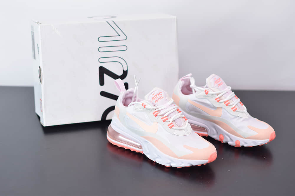 耐克Nike Air Max 270 React灰粉色气垫运动鞋纯原版本 货号:CJ0619-103