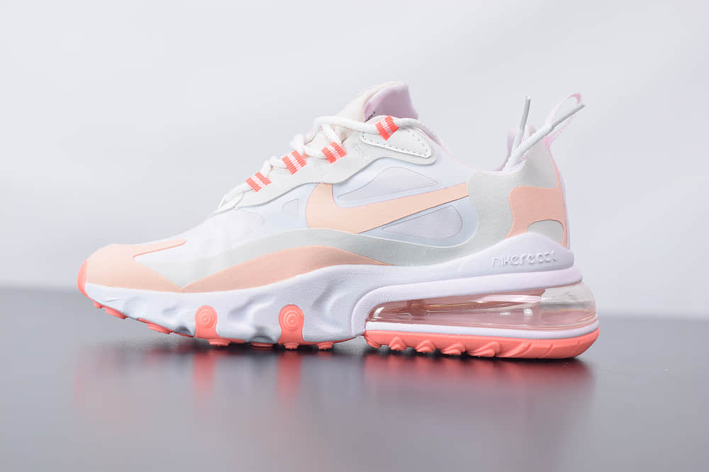 耐克Nike Air Max 270 React灰粉色气垫运动鞋纯原版本 货号:CJ0619-103
