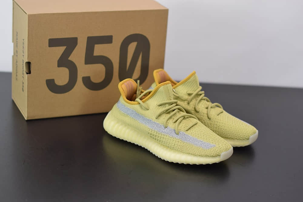 阿迪达斯ADIDAS YEZZY 350 V2黄侧透满天星休闲慢跑鞋纯原版本 货号:FX9034