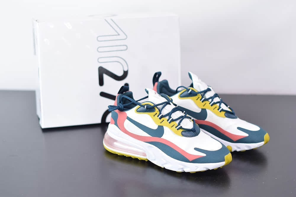 耐克Nike Air Max 270 React白蓝绿色气垫运动鞋纯原版本 货号：CT1264-103