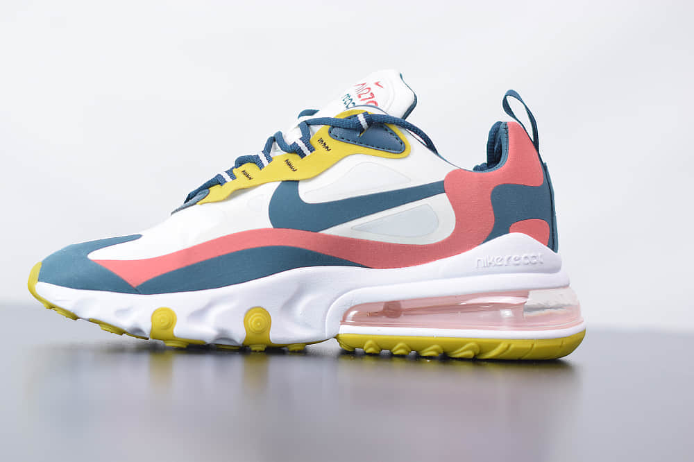 耐克Nike Air Max 270 React白蓝绿色气垫运动鞋纯原版本 货号：CT1264-103