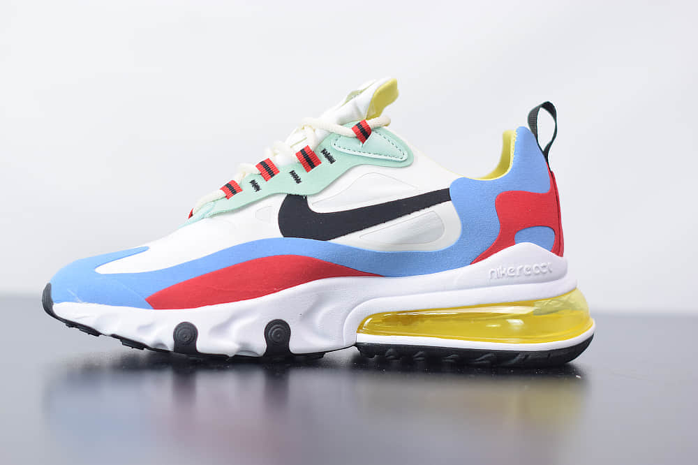 耐克Nike Air Max 270 React红黄蓝色气垫运动鞋纯原版本 货号：AT6174-002