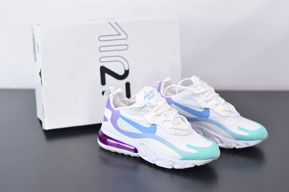 耐克Nike Air Max 270 React蓝紫渐变气垫运动鞋纯原版本 货号：AT6174-102