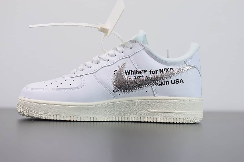 耐克OFF-WHITE X Air Force 1 OW空军一号联名白银低帮板鞋纯原版本 货号: AO4297-100
