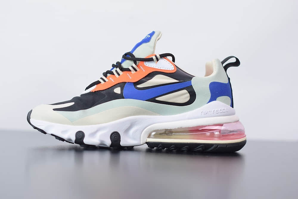 耐克Nike Air Max 270 React黑蓝色气垫运动鞋纯原版本 货号:CI3899-200
