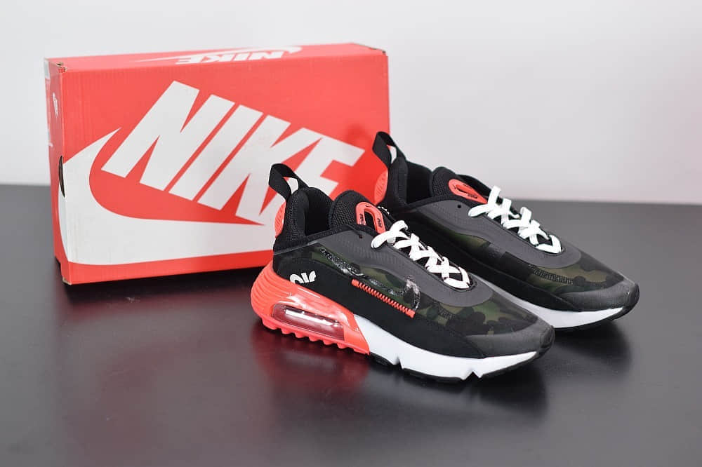 耐克Air Max 2090黑白红色色半掌气垫跑鞋纯原版本  货号:CU9174-600