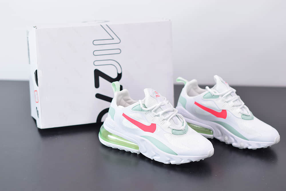 耐克Nike Air Max 270 React绿白红色气垫运动鞋纯原版本 货号：CV3025-100