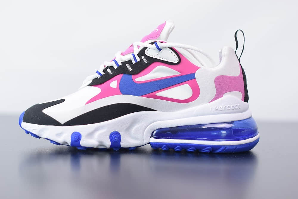 耐克Nike Air Max 270 React白蓝粉气垫运动鞋纯原版本 货号:CI3899-100