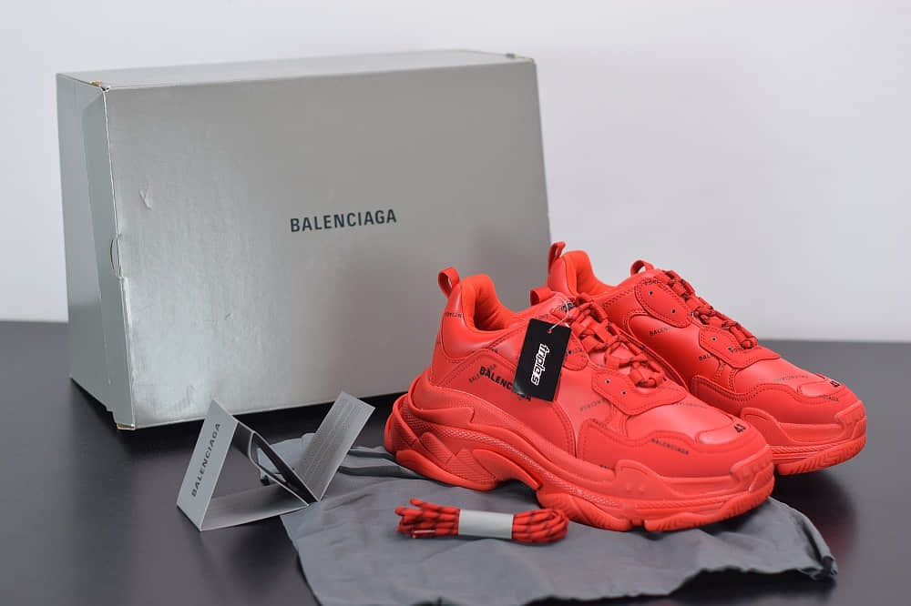 巴黎世家Balenciaga Triple S大红标识复古老爹鞋纯原版本