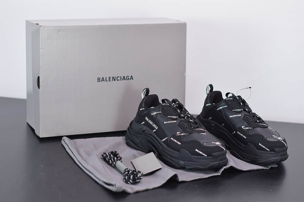 巴黎世家Balenciaga Triple S黑色标识复古老爹鞋纯原版本
