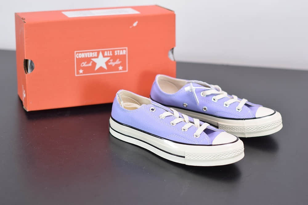 匡威converse all star1970S三星标低帮香芋紫硫化帆布鞋纯原版本 货号：164405C
