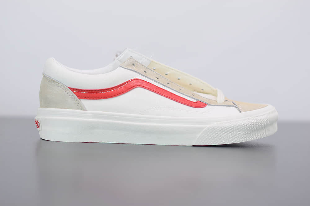 万斯Vans Style 36 Marshmal low权志龙同款低帮米白红帆布鞋纯原版本 货号:VN0A3DZ3PXS