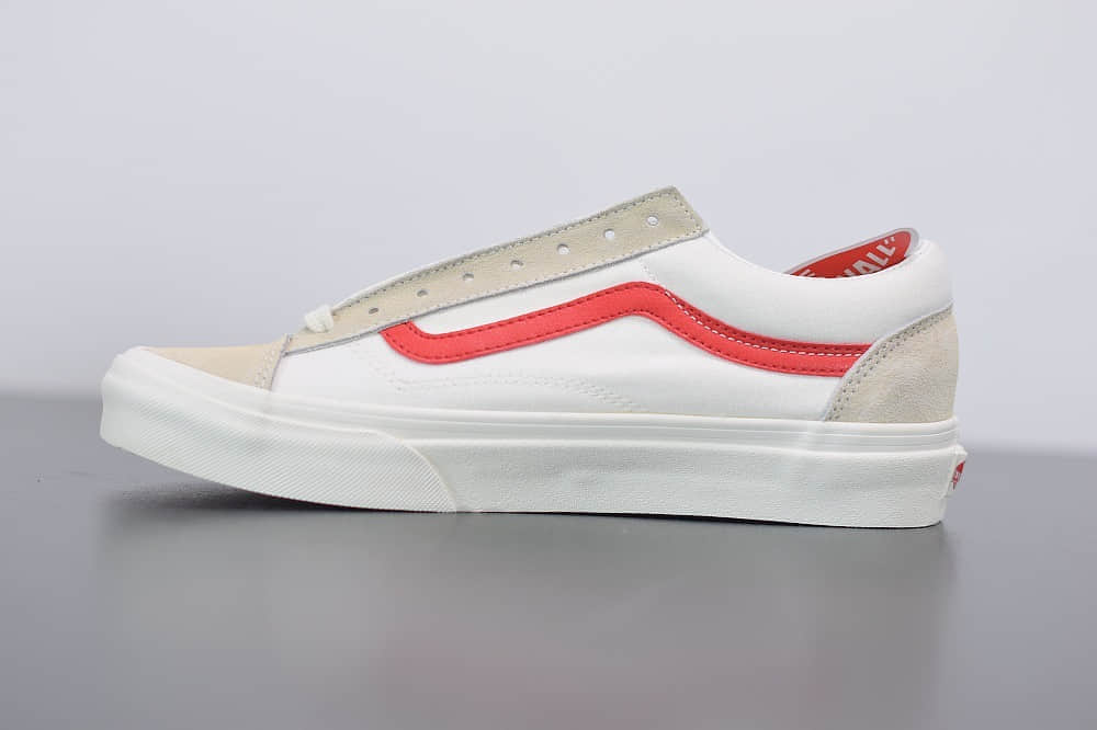 万斯Vans Style 36 Marshmal low权志龙同款低帮米白红帆布鞋纯原版本 货号:VN0A3DZ3PXS