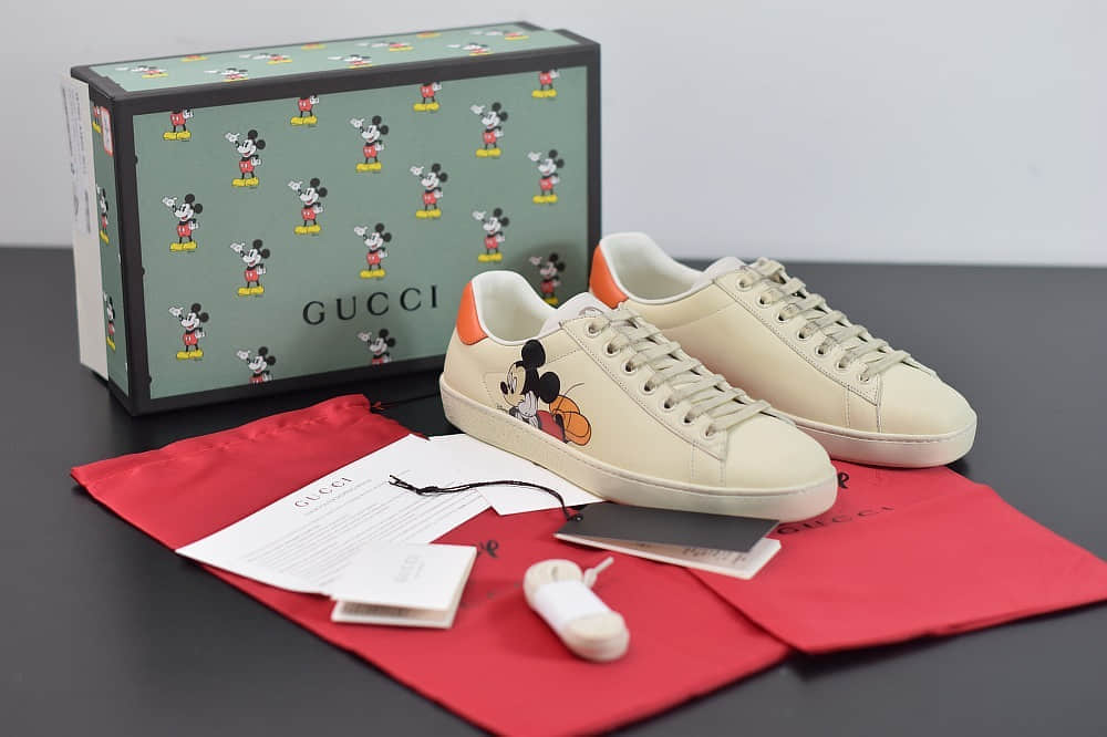 古驰Gucci Ace X Disney小白鞋系列低帮米奇做旧休闲鞋纯原版本 货号:603697AYO709591