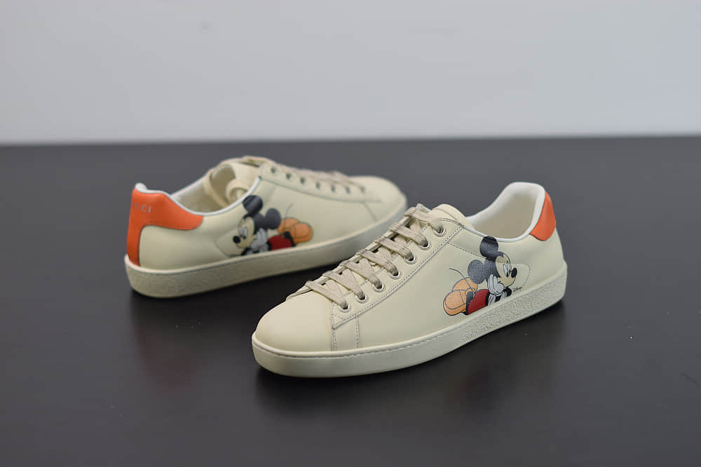 古驰Gucci Ace X Disney小白鞋系列低帮米奇做旧休闲鞋纯原版本 货号:603697AYO709591