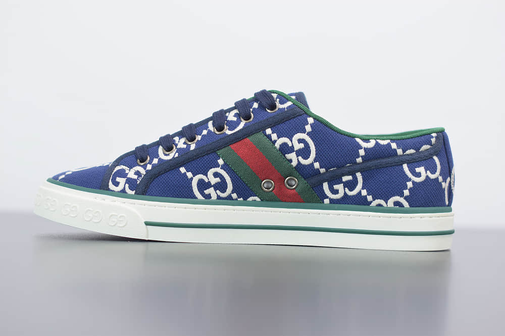 古驰Gucci Tennis 1977低帮帆布牛仔蓝休闲鞋纯原版本 货号：606111H0G104370