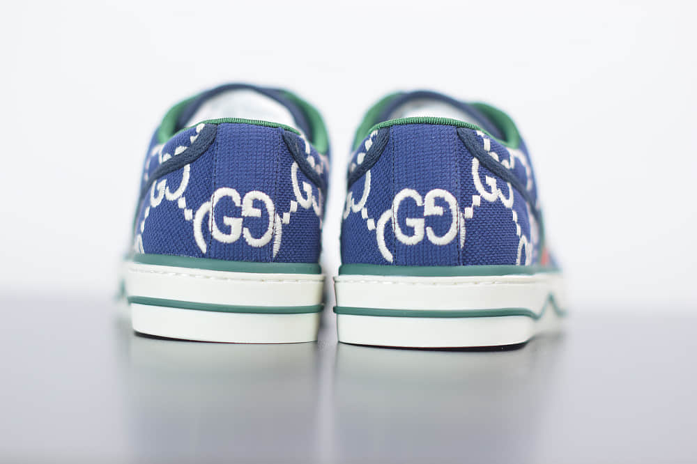 古驰Gucci Tennis 1977低帮帆布牛仔蓝休闲鞋纯原版本 货号：606111H0G104370