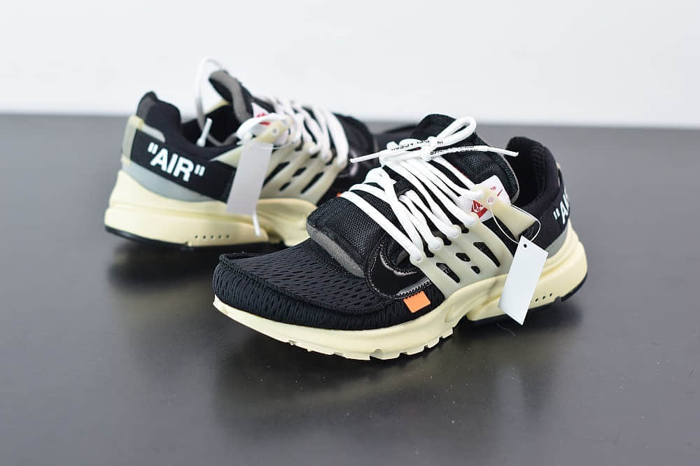 耐克Nike Air Presto x OFF-WHITE 2.0 The Ten耐克王解构OW黑白色联名袜子跑鞋纯原版本 货号：AA3830-001
