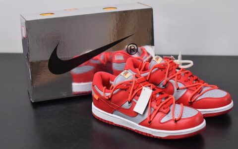 耐克OFF-WHITE x Futura x Nike Dunk Low周杰伦同款低帮灰红板鞋纯原版本 货号:CT0856-600