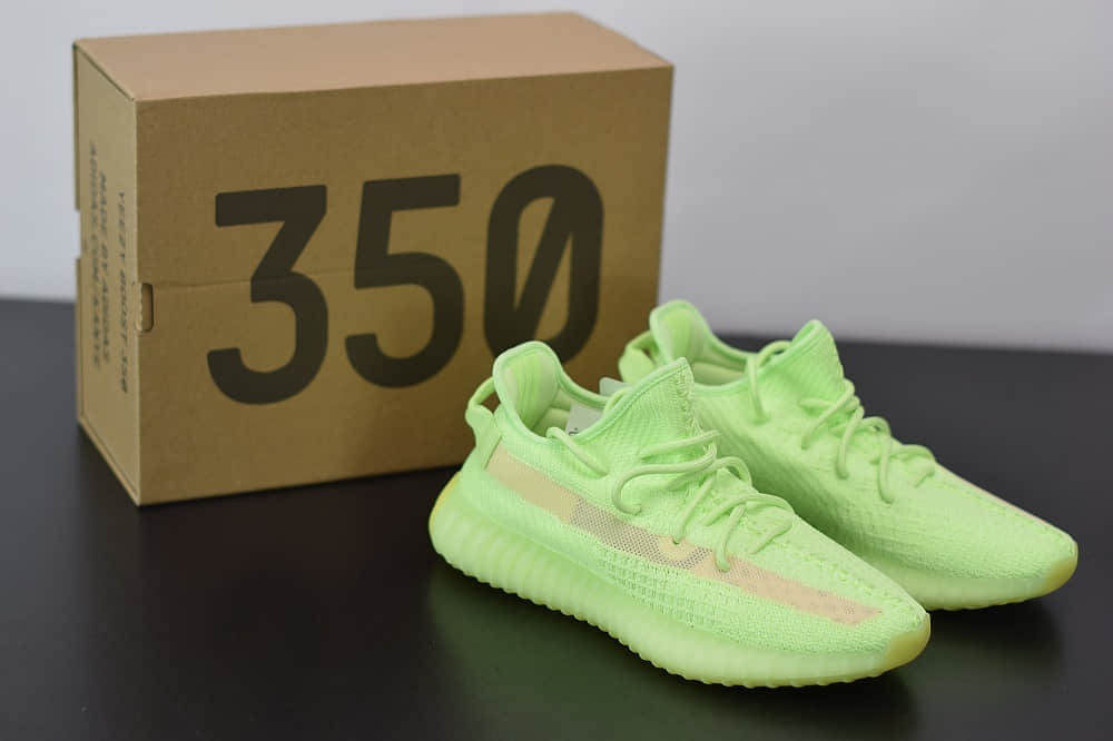 阿迪达斯Adidas Yeezy Boost 350 V2荧光绿休闲慢跑鞋纯原版本 货号:EG5293
