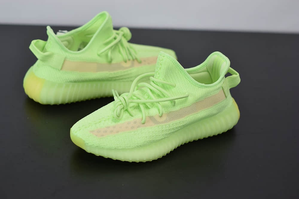 阿迪达斯Adidas Yeezy Boost 350 V2荧光绿休闲慢跑鞋纯原版本 货号:EG5293