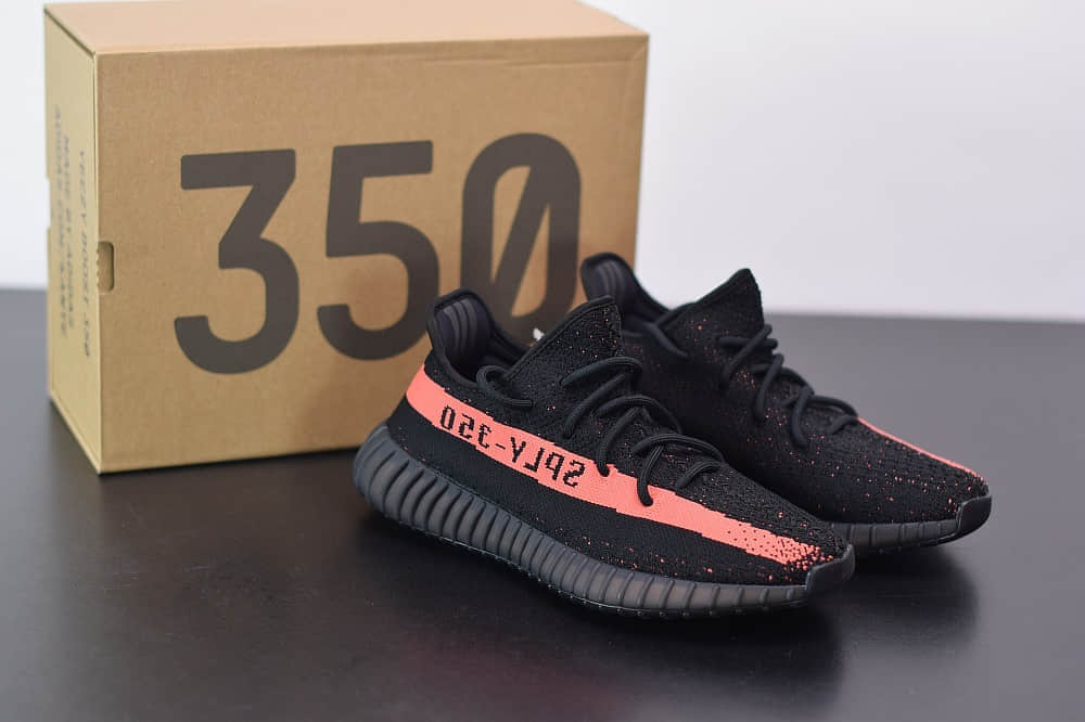 阿迪达斯ADIDAS YEZZY 350 V2黑红爆米花休闲慢跑鞋纯原版本 货号:BY9612