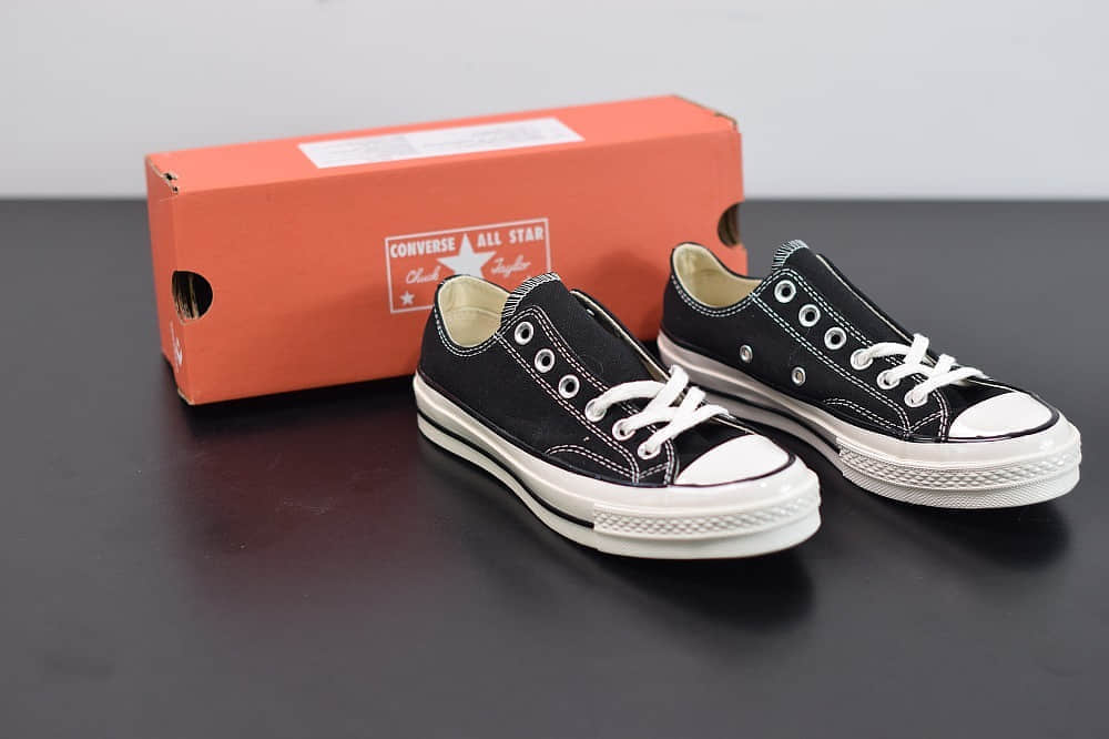 匡威converse all star1970S三星标低帮经典纯黑硫化帆布鞋纯原版本 货号:162058C