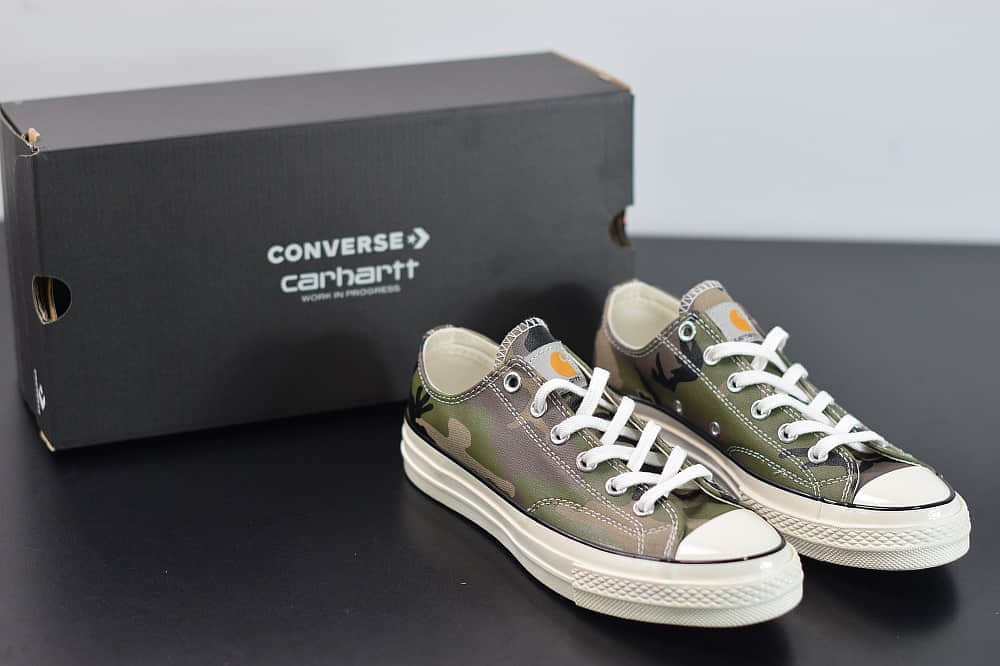 匡威Converse Chuck Taylor All Star 1970s OXBrown Duck低帮经典陆军迷彩深绿黑休闲运动硫化帆布鞋纯原版本 货号：165559C
