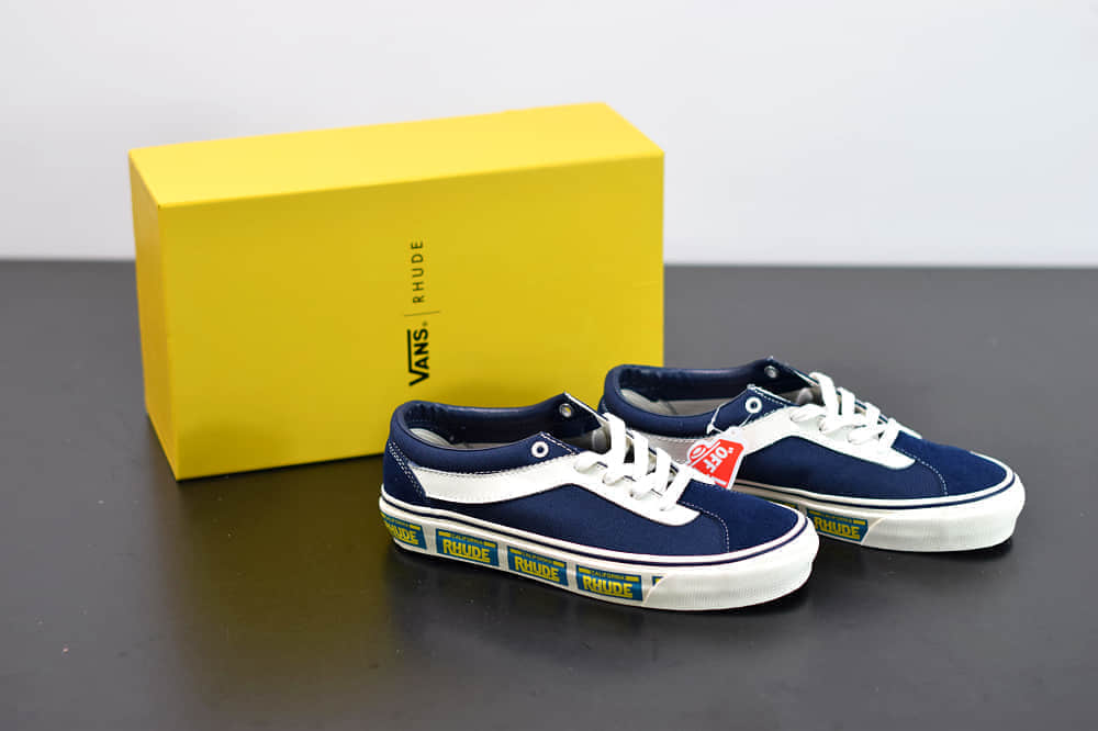 万斯Vans x Rhude Bold Ni 联名款加州车牌串标蓝黄配色复古滑板鞋纯原版本 货号:VN0A3WLPTHF