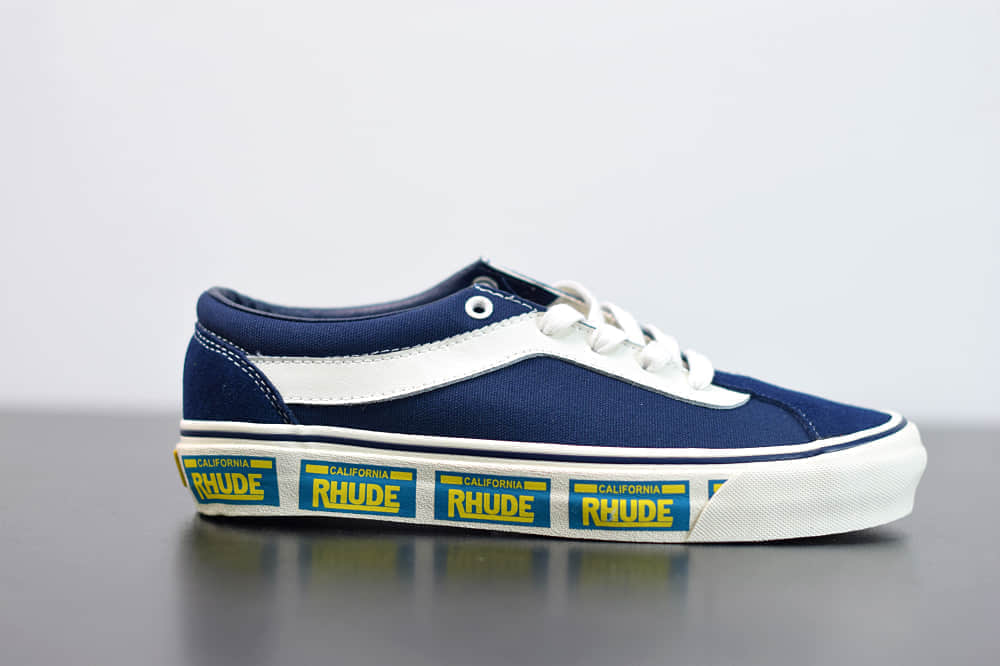 万斯Vans x Rhude Bold Ni 联名款加州车牌串标蓝黄配色复古滑板鞋纯原版本 货号:VN0A3WLPTHF