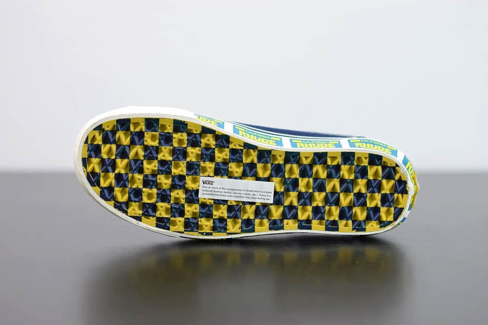万斯Vans x Rhude Bold Ni 联名款加州车牌串标蓝黄配色复古滑板鞋纯原版本 货号:VN0A3WLPTHF