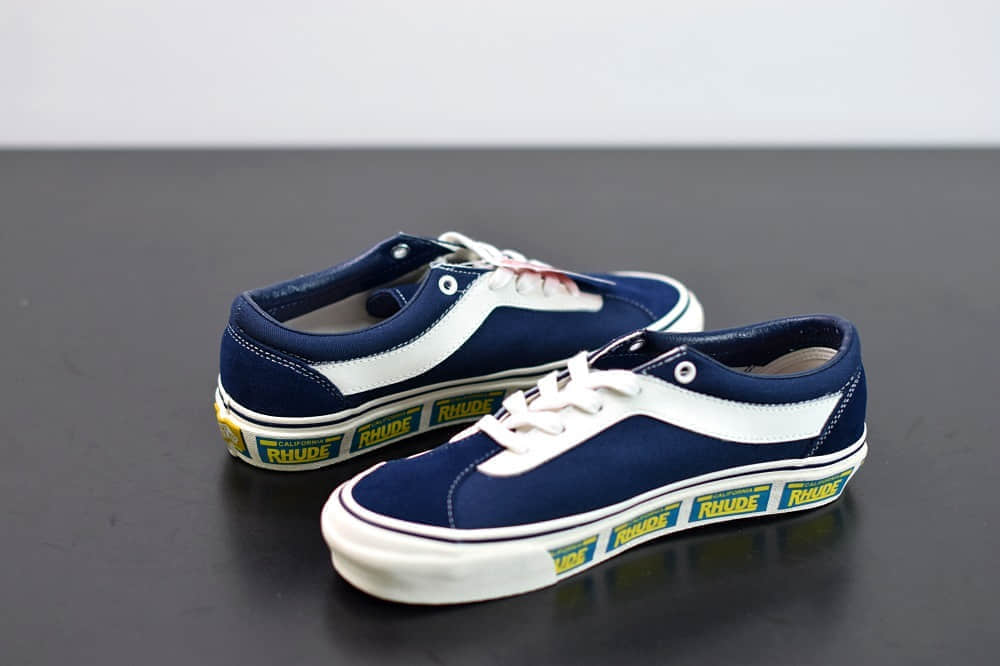 万斯Vans x Rhude Bold Ni 联名款加州车牌串标蓝黄配色复古滑板鞋纯原版本 货号:VN0A3WLPTHF