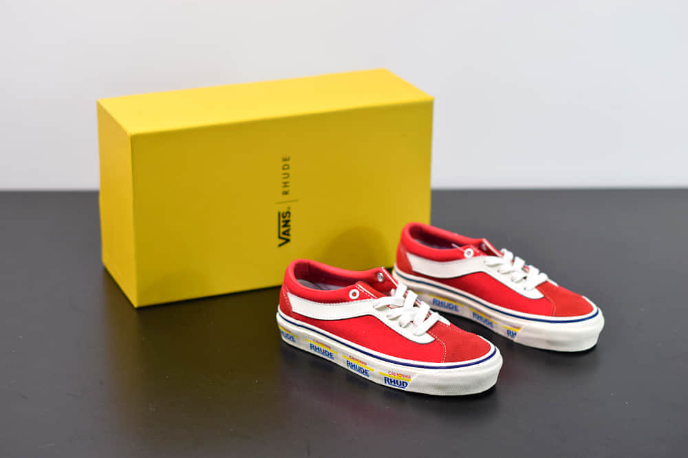 万斯Vans x Rhude Bold Ni 联名款加州车牌串标红黄配色复古滑板鞋纯原版本 货号:VN0A3WLPTHF