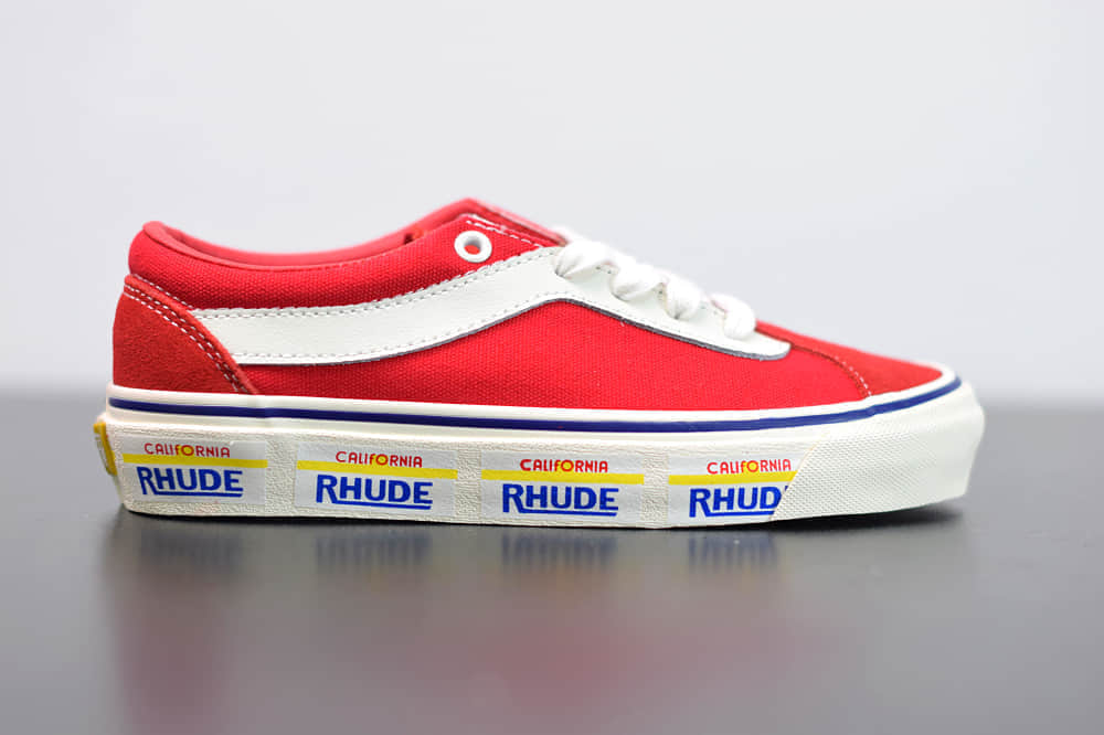 万斯Vans x Rhude Bold Ni 联名款加州车牌串标红黄配色复古滑板鞋纯原版本 货号:VN0A3WLPTHF