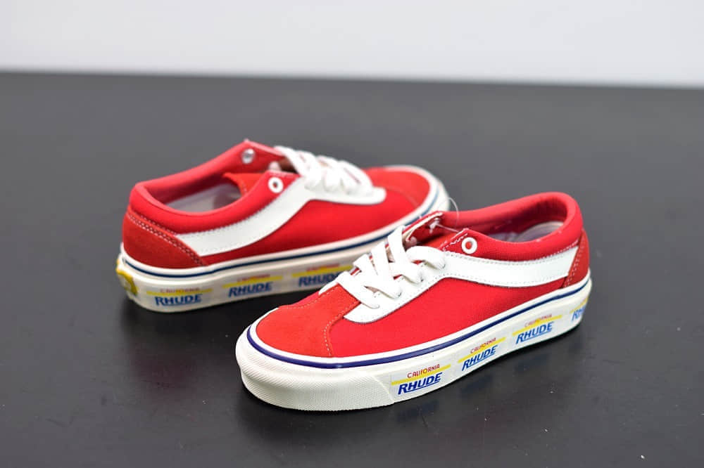 万斯Vans x Rhude Bold Ni 联名款加州车牌串标红黄配色复古滑板鞋纯原版本 货号:VN0A3WLPTHF