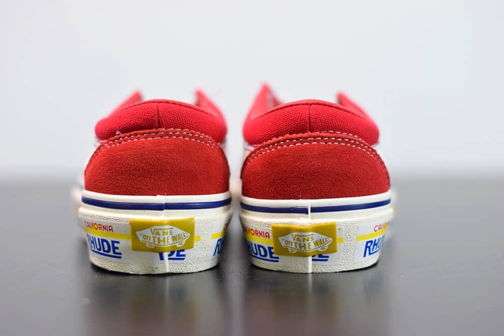 万斯Vans x Rhude Bold Ni 联名款加州车牌串标红黄配色复古滑板鞋纯原版本 货号:VN0A3WLPTHF