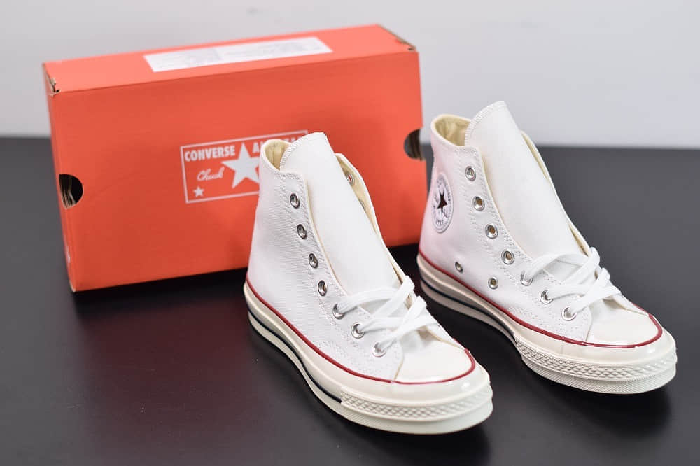 匡威converse all star1970S三星标高帮白色硫化帆布鞋纯原版本 货号:162056C