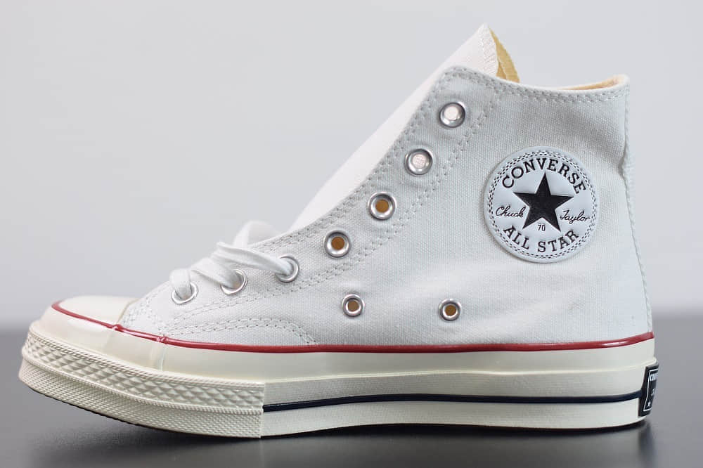 匡威converse all star1970S三星标高帮白色硫化帆布鞋纯原版本 货号:162056C