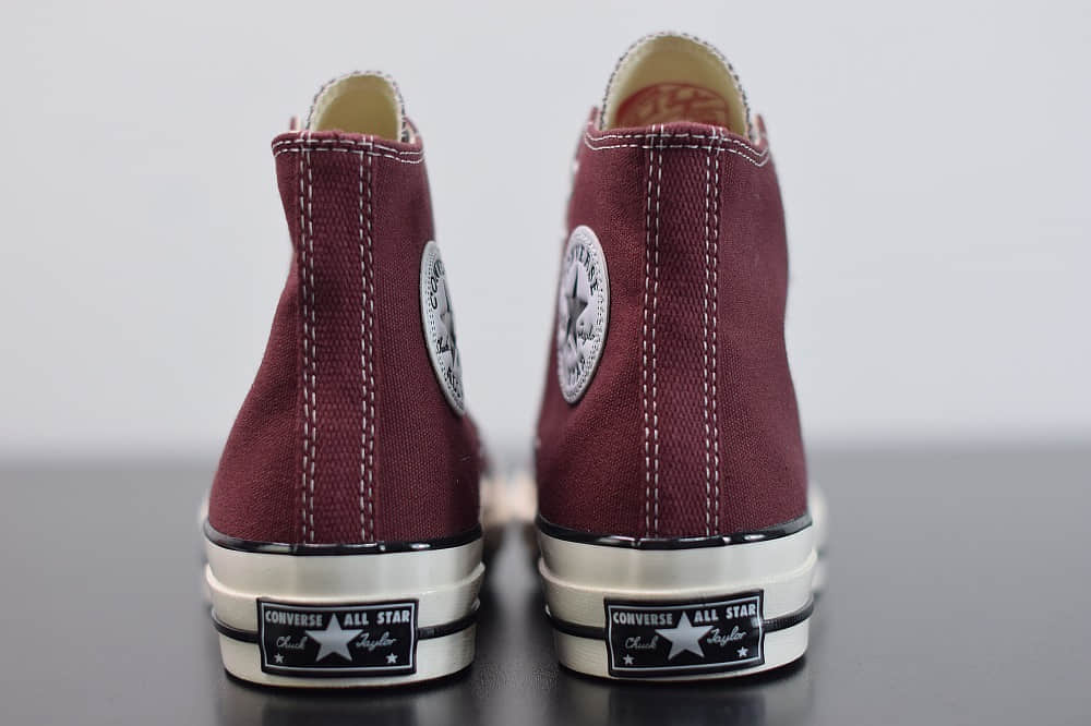 匡威converse all star1970S三星标高帮酒红色硫化帆布鞋纯原版本 货号：162051C