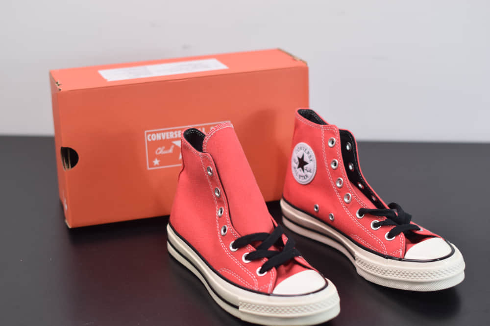 匡威converse all star1970S三星标高帮粉色硫化帆布鞋纯原版本 货号：161417C