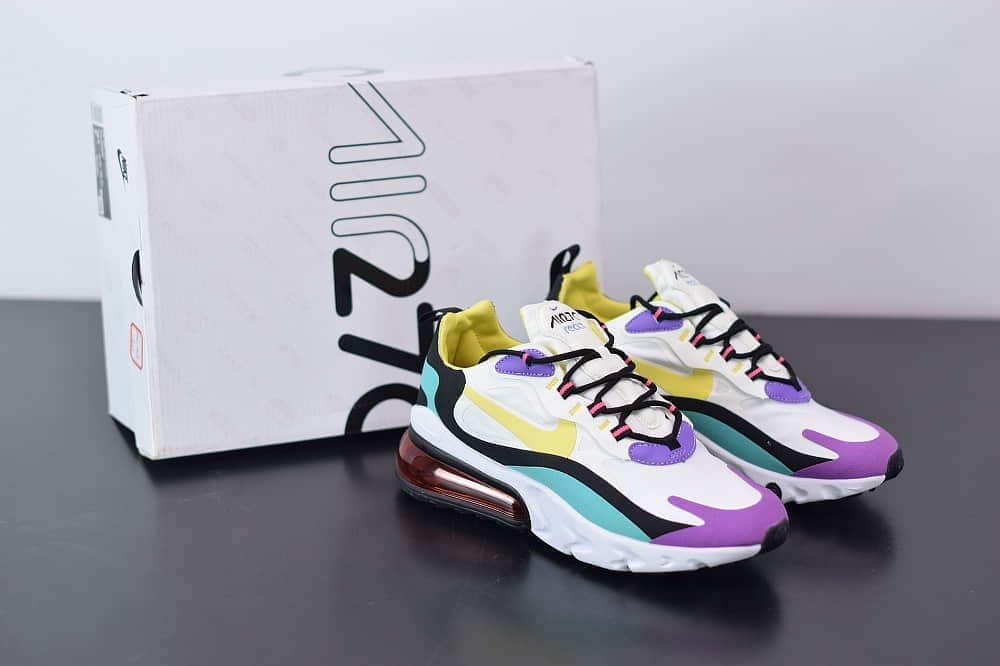 耐克Nike Air Max 270 React亮紫罗兰气垫运动鞋纯原版本 货号:AO4971-101
