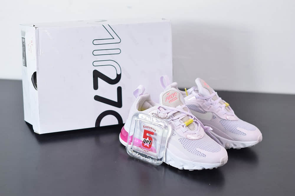耐克Nike Air Max 270 React瑞亚赛车浅粉气垫运动鞋纯原版本 货号:CZ0374-500