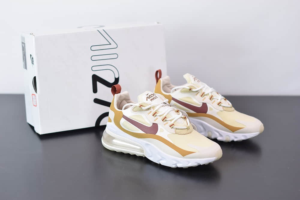耐克Nike Air Max 270 React米白色气垫运动鞋纯原版本 货号：AT6174-700