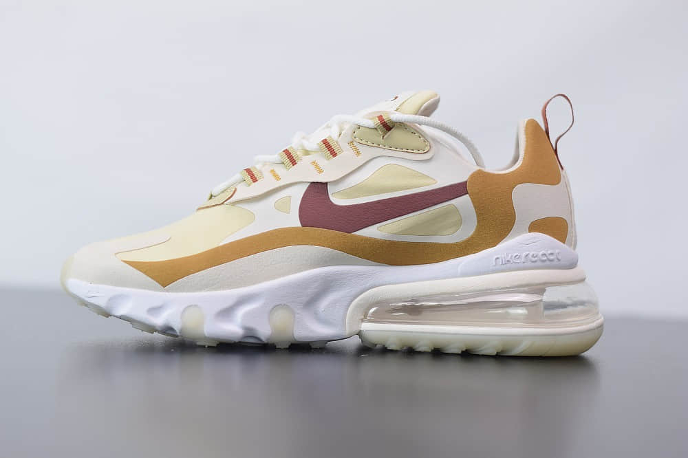 耐克Nike Air Max 270 React米白色气垫运动鞋纯原版本 货号：AT6174-700