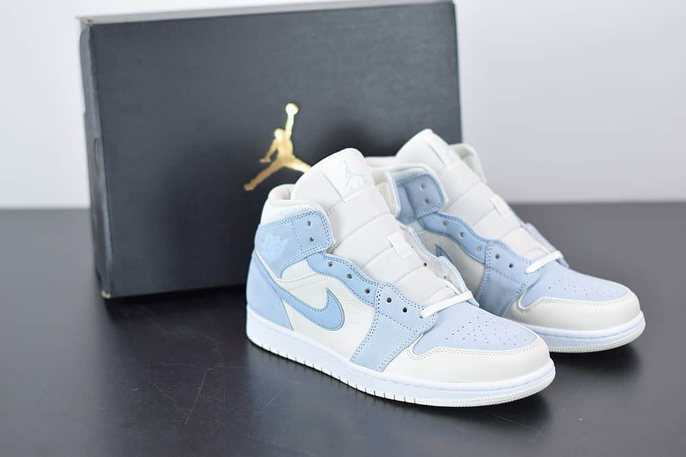 乔丹Air Jordan 1 MID中帮小灰蓝配色篮球鞋纯原版本 货号:DA4666-100