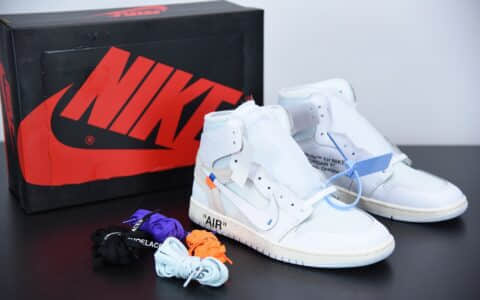 乔丹Nike Air Jordan 1 x OFF-WHITE NRG 周杰伦同款欧洲限定联名鞋款纯原版本 货号:AQ0818-100
