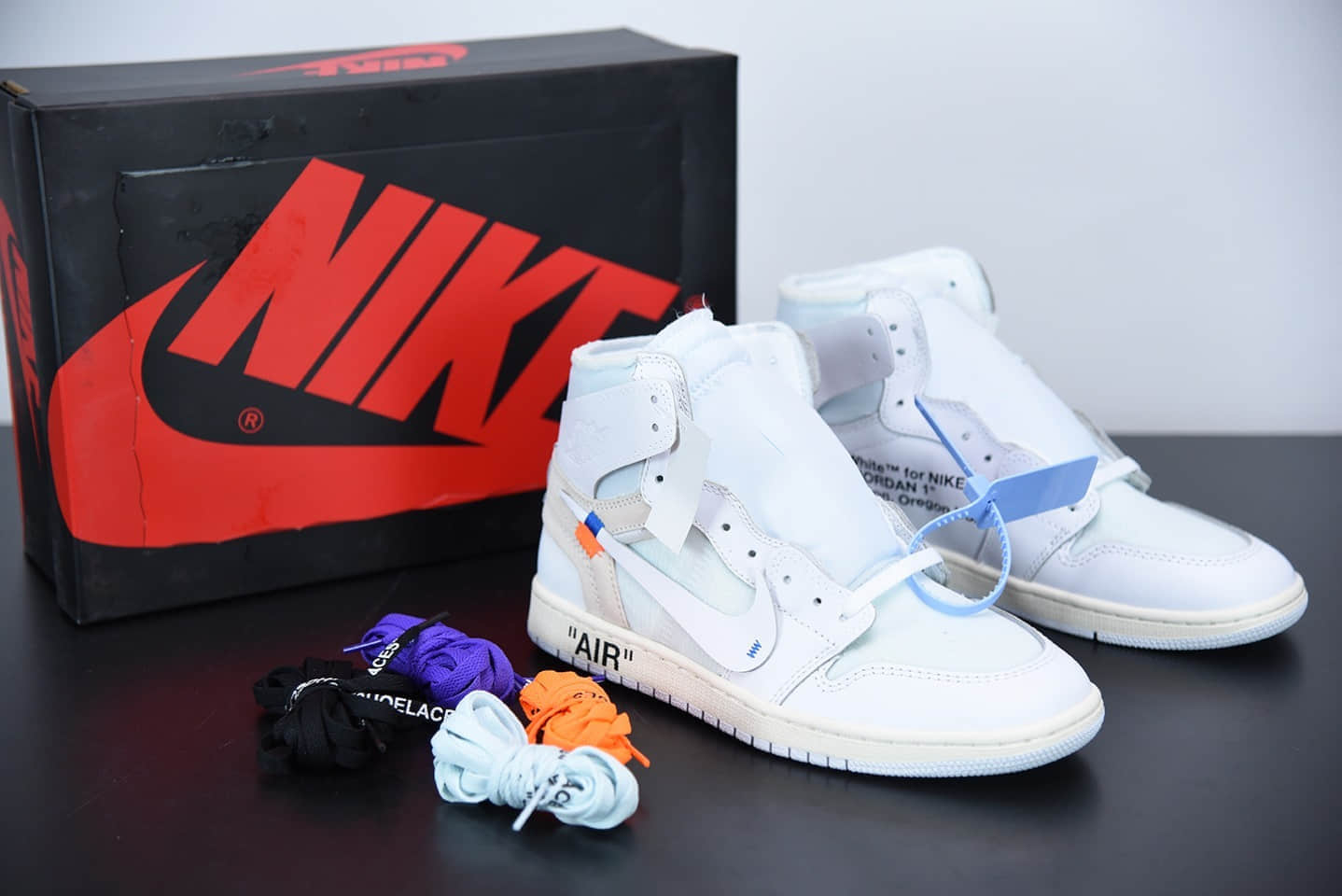 乔丹Nike Air Jordan 1 x OFF-WHITE NRG 周杰伦同款欧洲限定联名鞋款纯原版本 货号：AQ0818-100