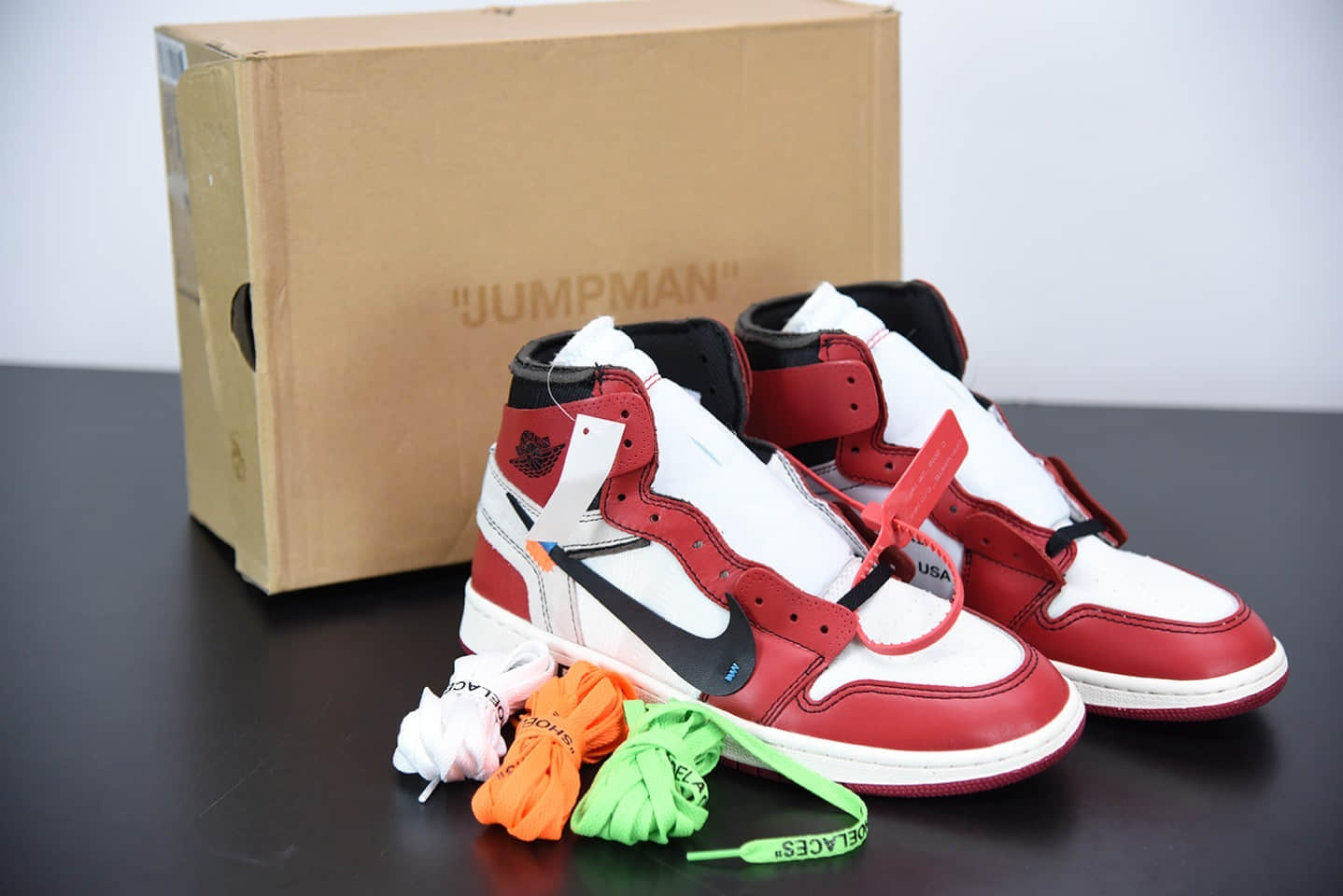 乔丹OFF WHITE x AIR JORDAN AJ1 10X OW白红芝加哥1.0联名款纯原版本 货号：AA3834-101