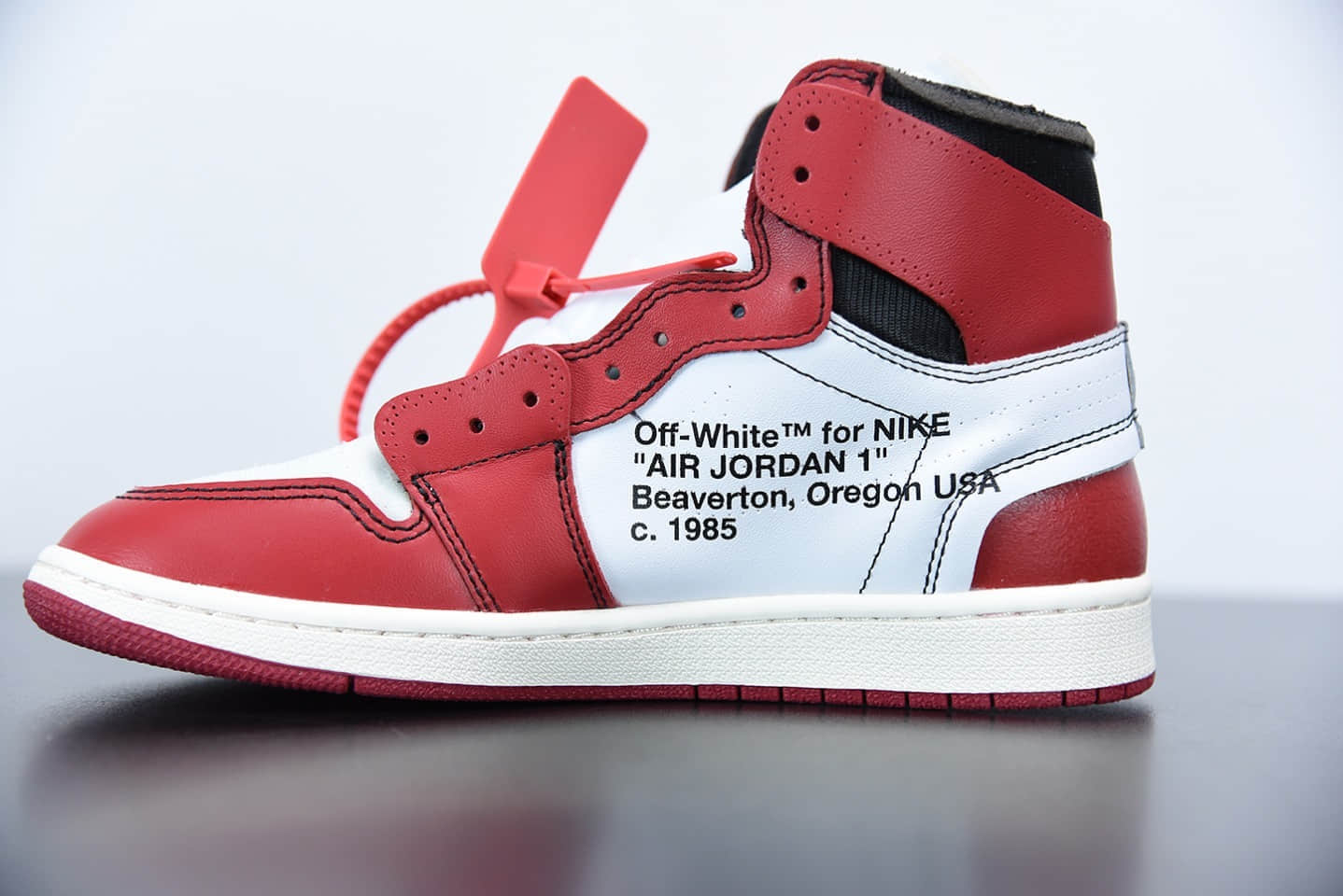 乔丹OFF WHITE x AIR JORDAN AJ1 10X OW白红芝加哥1.0联名款纯原版本 货号：AA3834-101