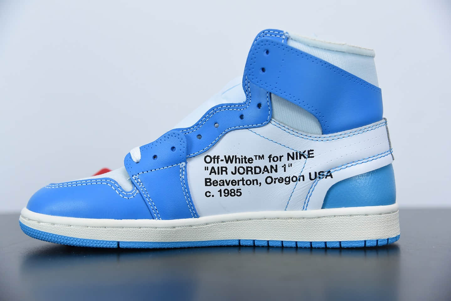 乔丹Air Jordan 1 x OFF-WHITE AJ1 OW黄龄同款联名北卡蓝高帮板鞋纯原版本 货号:AQ0818-148